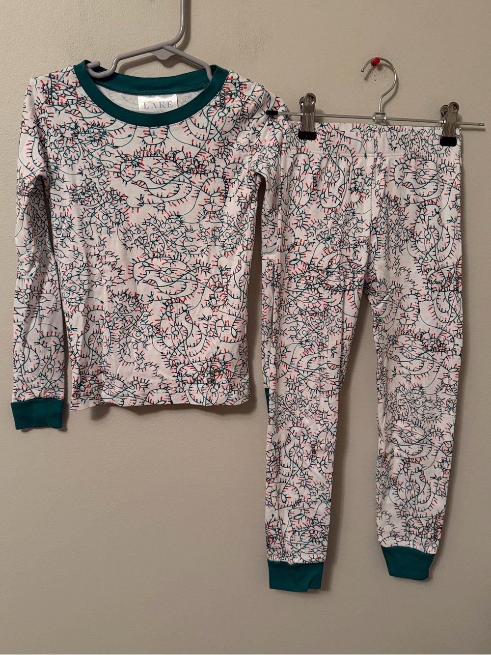 Lake White Holiday Light Print Pajama Set